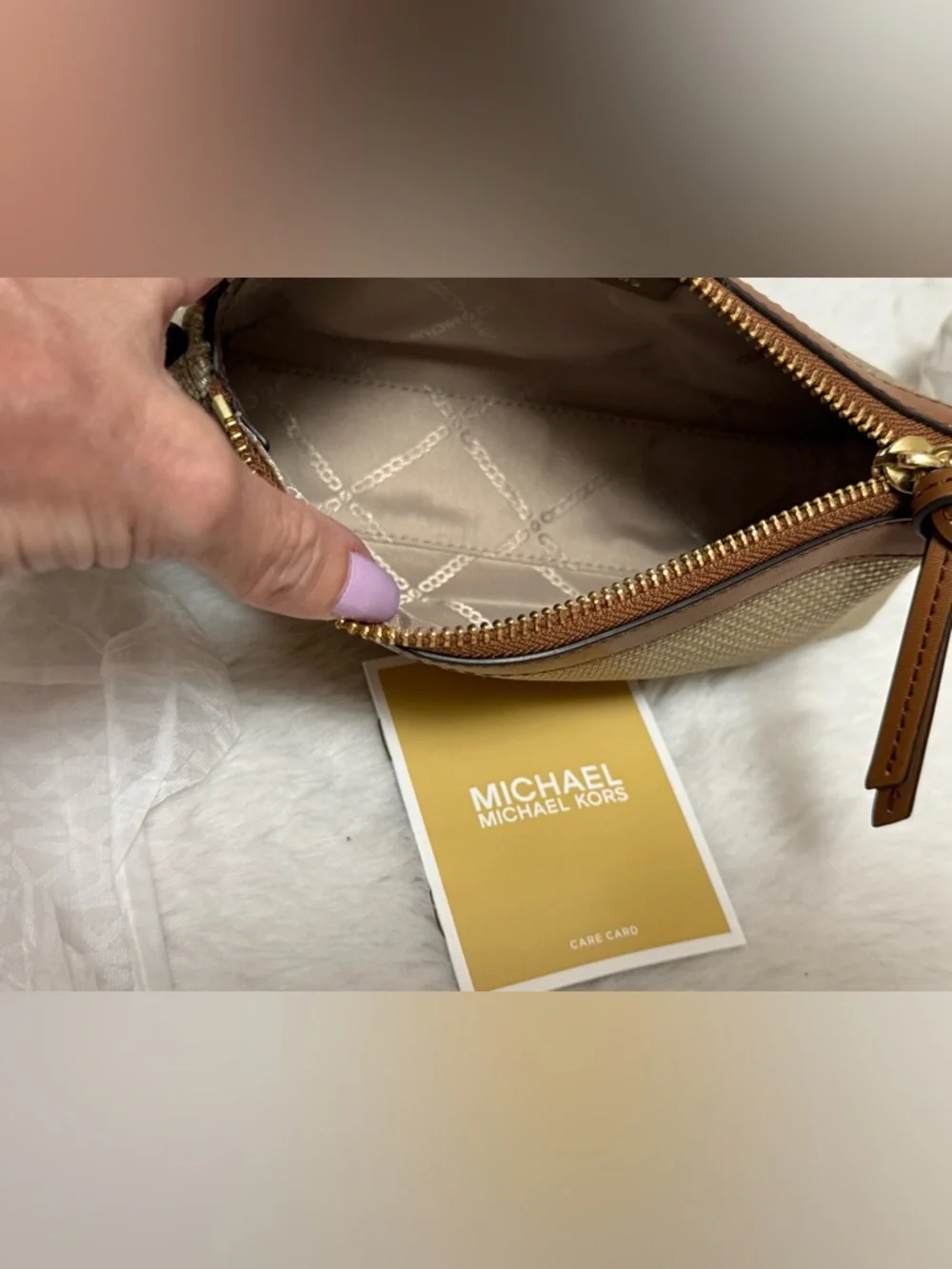 Michael Kors Gold and Brown Small Wristlet Pouch - Picture 9 of 9